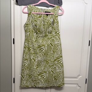 Stylish Olive and White Patterned Mini Dress